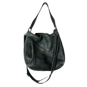 Vilenca Holland Green Leather Hobo Bag Tassle Crossbody Purse